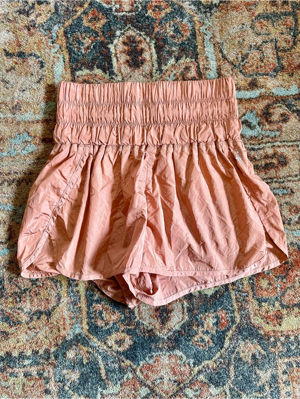 FP Movement by Free People Smocked Waist Peach Shorts